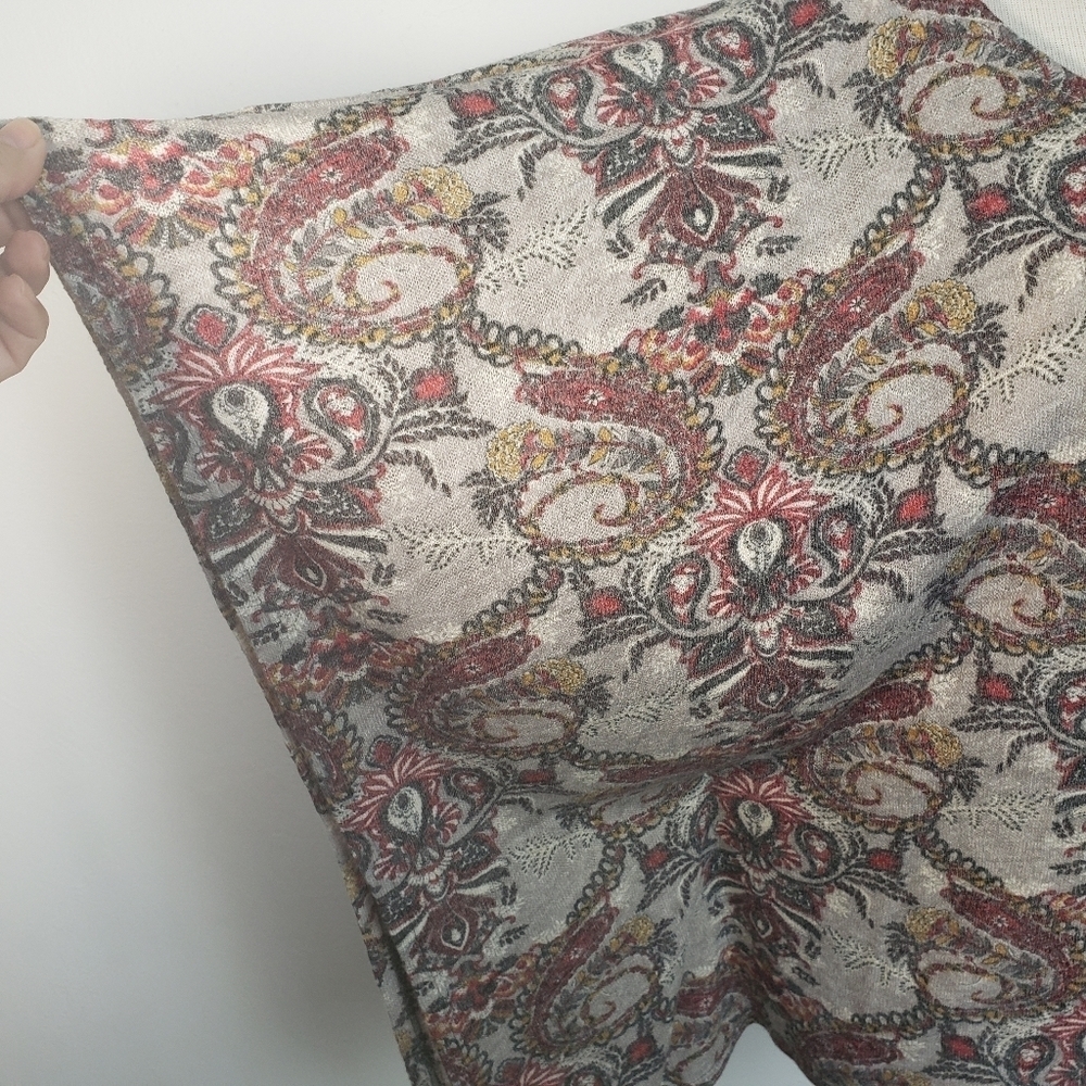 Kori America Over Size Dolman Leather Tie Paisley Feather Women's Top Size S NWT - Picture 4 of 7